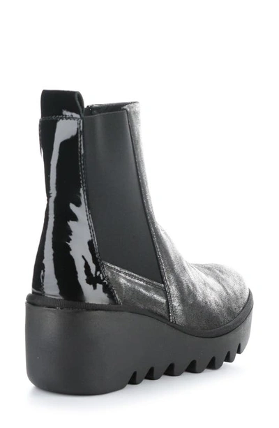 Shop Fly London Fly Long Bagu Wedge Chelsea Boot In Silver/ Black