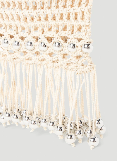 Shop Rabanne Paco  Women Beaded Crochet Tote Bag In White