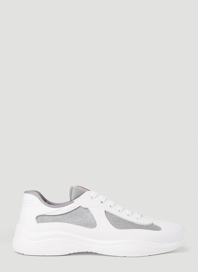 Shop Prada Men  America's Cup Sneakers In White