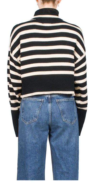 Shop Denimist Cropped Sailor Stripe Turtleneck Sweater