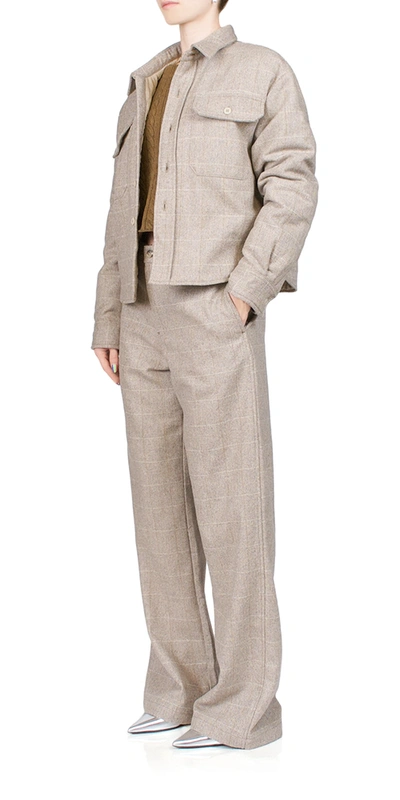 Denimist Cropped Checked Herringbone Wool-blend Jacket