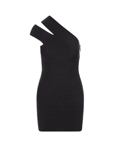 Shop Herve Leger Hervé Léger Icon One-shoulder Mini Dress In Black