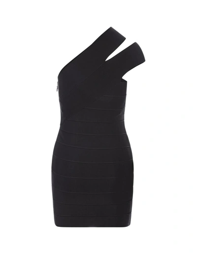 Shop Herve Leger Hervé Léger Icon One-shoulder Mini Dress In Black