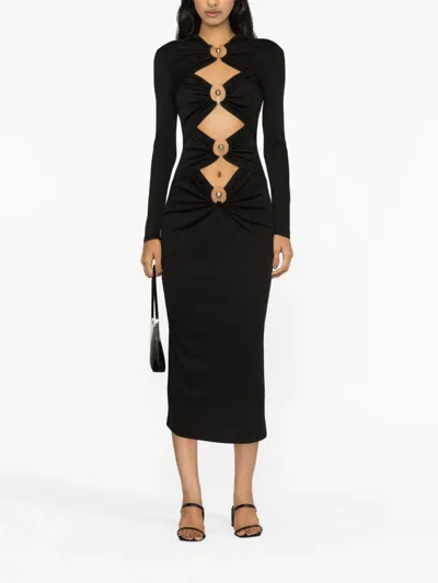 Christopher Esber Orbit Cut-out Midi Dress In Black Polyester In Black