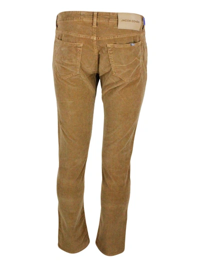 Jacob Cohen Bard J688 Trousers In Luxury Edition In Soft Rock Corduroy With 5 Pockets With Closure Buttons And S In Brown