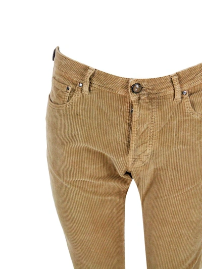 Jacob Cohen Bard J688 Trousers In Luxury Edition In Soft Rock Corduroy With 5 Pockets With Closure Buttons And S In Brown