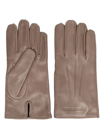 Shop Emporio Armani Ea7  Leather Man Gloves Accessories In Grey