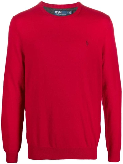 Shop Polo Ralph Lauren Long Sleeve Crew Neck Pullover Clothing In Red