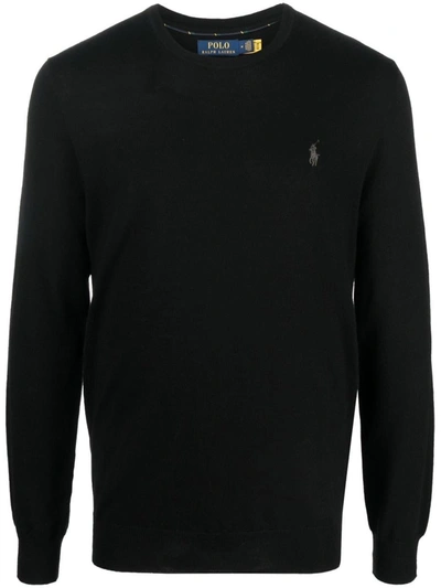 Shop Polo Ralph Lauren Long Sleeve Crew Neck Pullover Clothing In Black