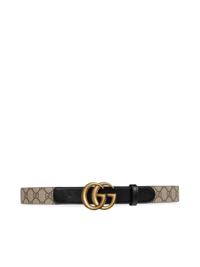 Shop Gucci Double G Buckle Gg Belt In Black