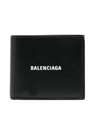 Shop Balenciaga Logo Print Wallet In Black