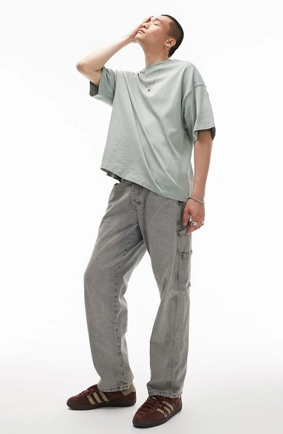Shop Topman Extreme Oversize Cotton T-shirt In Dark Green