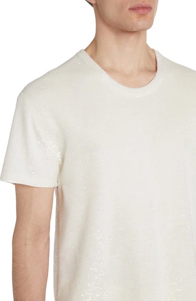 Shop Tom Ford Sequin Embellished Short Sleeve Silk Sweater In White