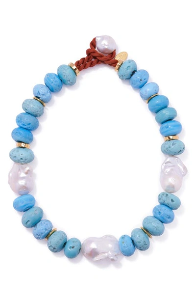 Shop Lizzie Fortunato Cloud Forest Beaded Collar Necklace In Blue