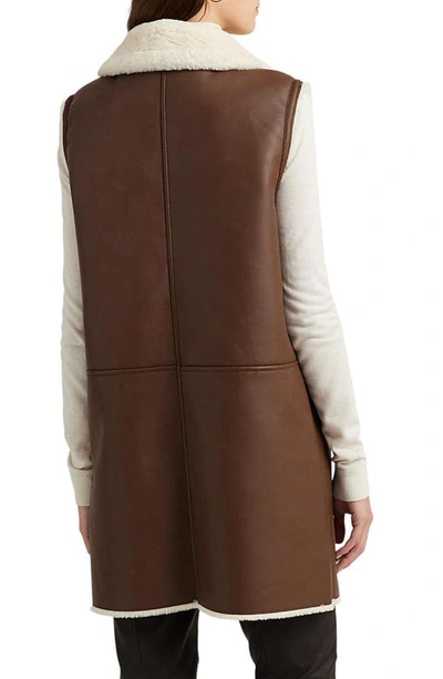 Shop Lauren Ralph Lauren Faux Shearling Vest In Dark Cuoio