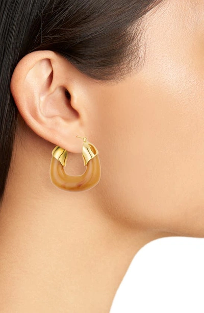 Shop Lizzie Fortunato Organic Hoop Earrings In Tan