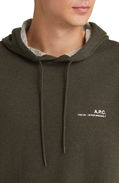 Shop Apc French Terry Pullover Hoodie In Pkb Kaki Chine