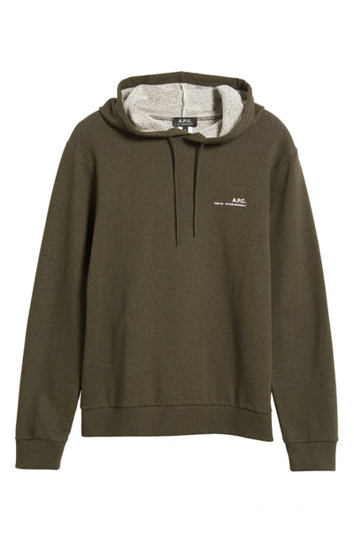 Shop Apc French Terry Pullover Hoodie In Pkb Kaki Chine