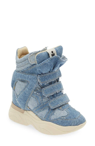 Shop Isabel Marant Balskee Hidden Wedge High Top Sneaker In Light Blue