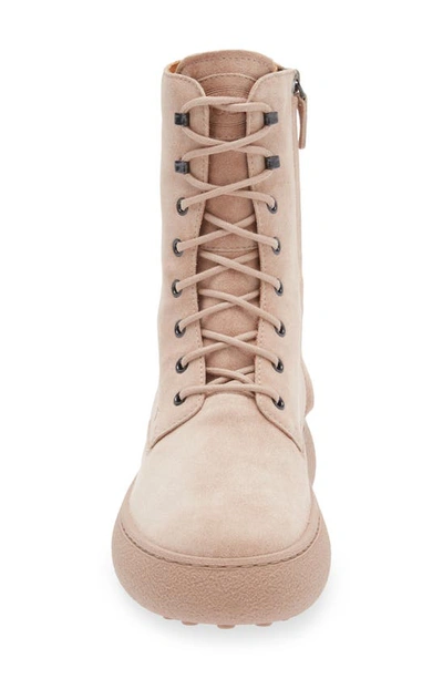 Tod's Stivaletto Stringato Suede Ankle Boots In Lingerie/ Beige Rose