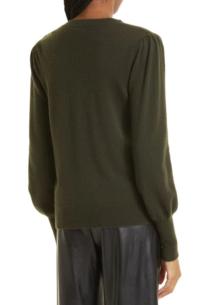 Shop Veronica Beard Nelia Shoulder Button Cashmere Sweater In Loden