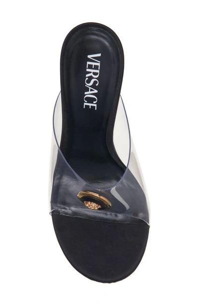 Shop Versace Medusa Clear Slide Sandal In Black