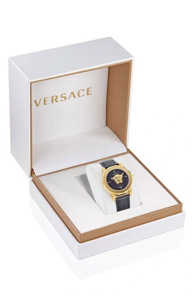 Shop Versace Medusa Deco Leather Strap Watch, 38mm In Ip Yellow Gold