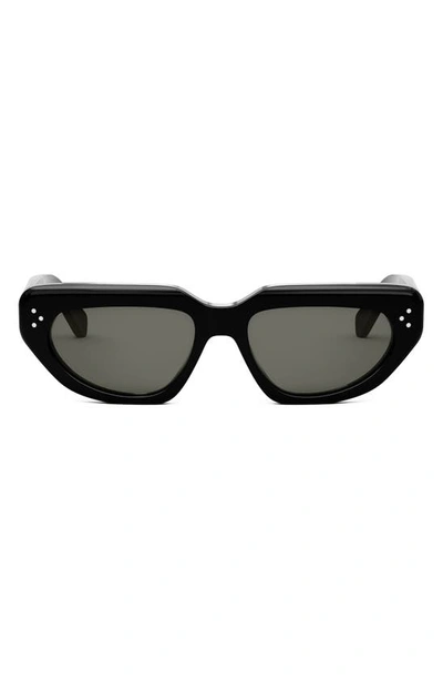 Shop Celine Bold 3 Dots Geometric Sunglasses In Shiny Black / Smoke