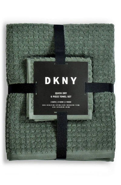 Shop Dkny Quick Dry 6-piece Bath Towel, Hand Towel & Washcloth Set In Moss