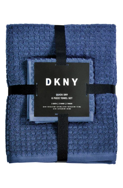 Dkny Quick Dry 6 Pieces Towel Set In Denim