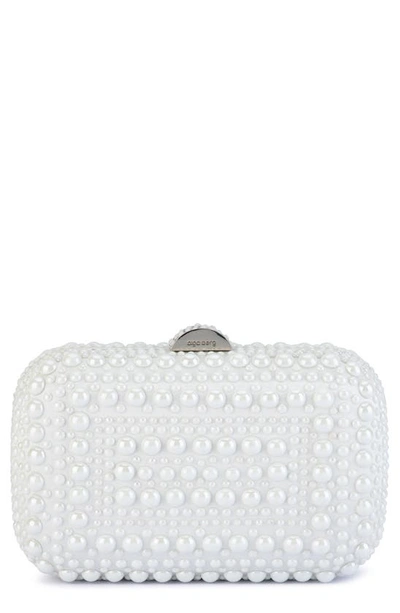 Shop Olga Berg Ari Hotfix Imitation Pearl Clutch In White