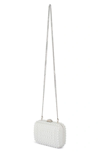 Shop Olga Berg Ari Hotfix Imitation Pearl Clutch In White