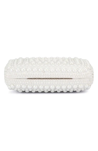 Shop Olga Berg Ari Hotfix Imitation Pearl Clutch In White