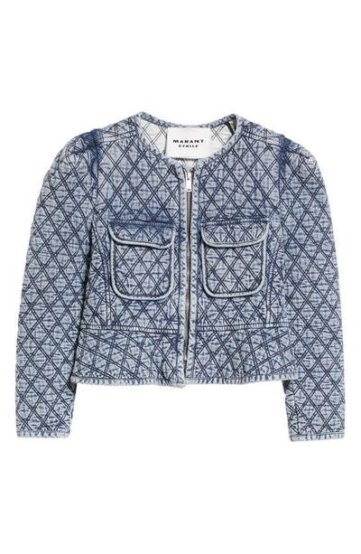 Shop Isabel Marant Étoile Deliona Crop Denim Jacket In Light Blue