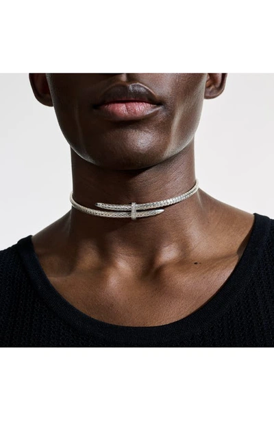 Shop John Hardy Spear Pavé Diamond Choker In Silver