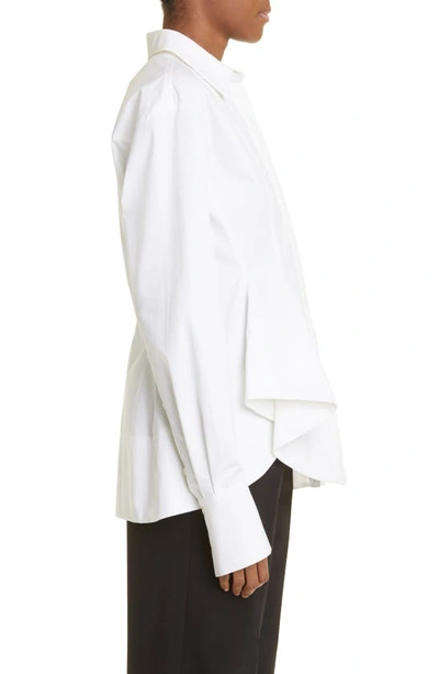 Shop Jason Wu Collection Asymmetric Ruffle Button-up Shirt In White