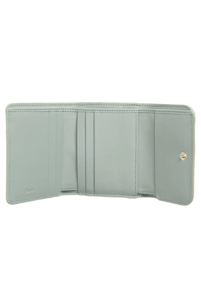 Shop Chloé Small Sense Leather Trifold Wallet In Bay Green 38u