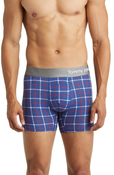 Shop Tommy John 4-inch Cool Cotton Boxer Briefs In Navy Weekend Plaid