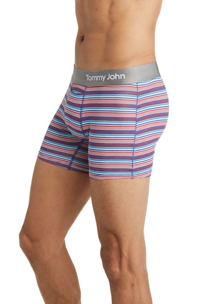 Shop Tommy John 4-inch Cool Cotton Boxer Briefs In Americana Tabloid Stripe