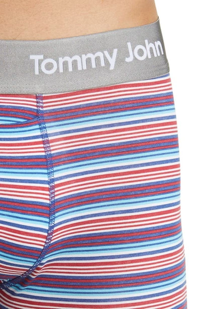 Shop Tommy John 4-inch Cool Cotton Boxer Briefs In Americana Tabloid Stripe