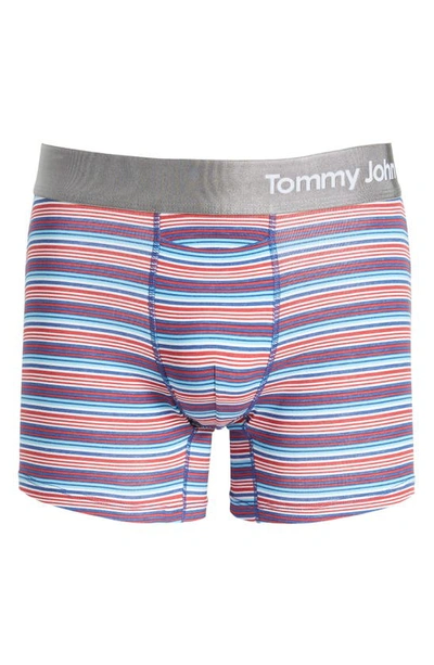 Shop Tommy John 4-inch Cool Cotton Boxer Briefs In Americana Tabloid Stripe