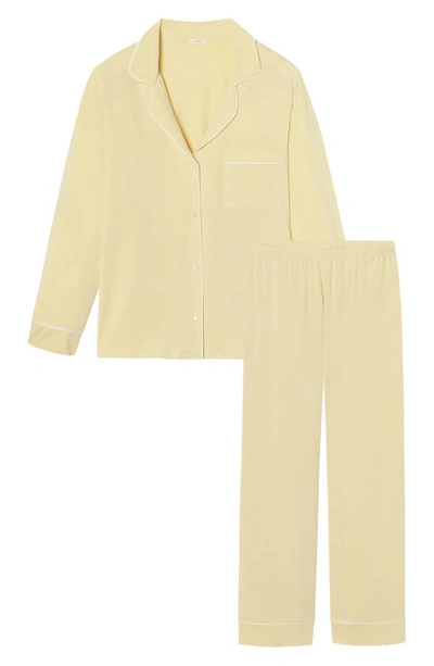 Shop Eberjey Gisele Jersey Knit Pajamas In Sunrise/ Ivory