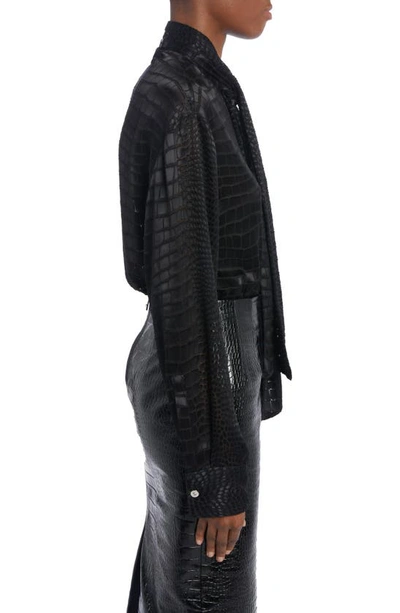 Versace Crocodile Jacquard Neck-scarf Shirt In Black