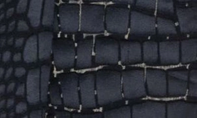 Shop Versace Crocodile Skin Print Tie Neck Silk Blouse In Black