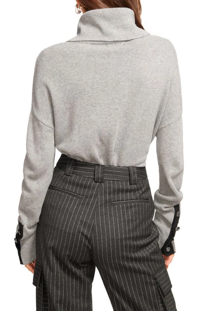 Shop Ramy Brook Brianna Metallic Turtleneck Sweater In Grey