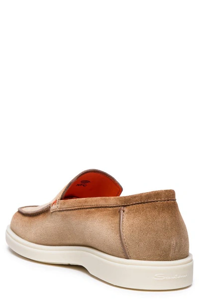 Santoni Suede Slip-on Loafers In Light Brown