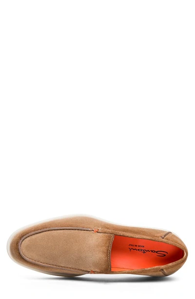 Santoni Suede Slip-on Loafers In Light Brown