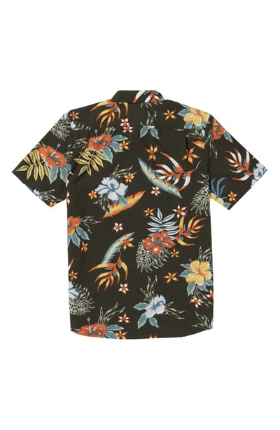 Volcom Sunriser Classic Fit Floral Short Sleeve Button-up Shirt In Stealth