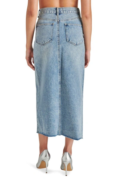 Shop Steve Madden Avani Front Slit Denim Skirt In Light Blue