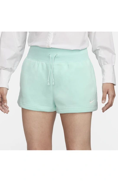 Shop Nike Phoenix Fleece Knit Shorts In Jade Ice/ Sail